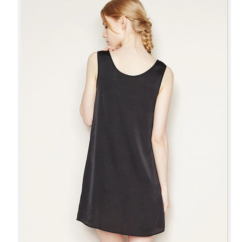 2019 New Silk Dresses Summer Black Women Silk Dress Long High Quality Casual Elegant Sleeveless O-Neck Dress Female